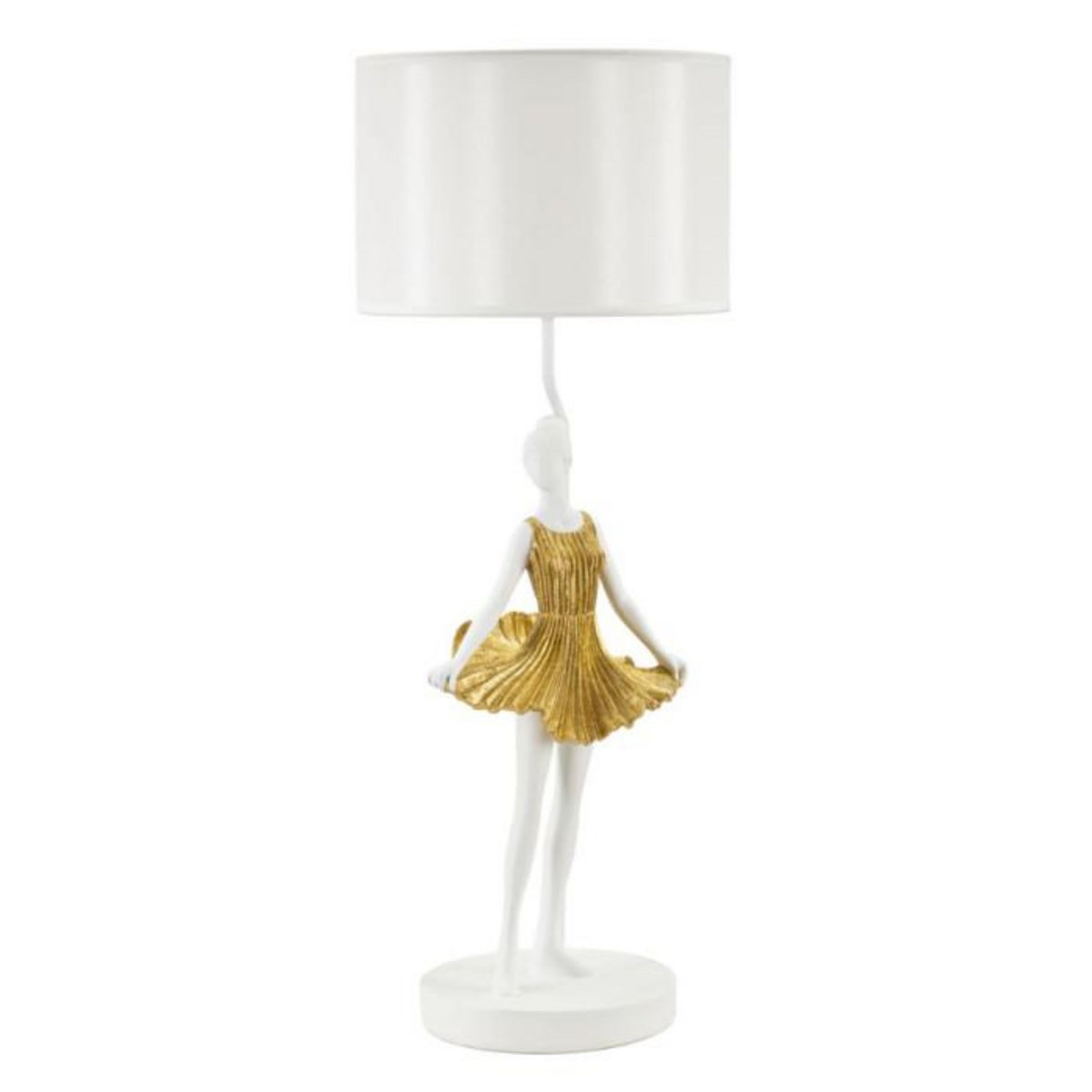 Paris Prix Lampe à Poser en Résine  Dancer  90cm Blanc & Or