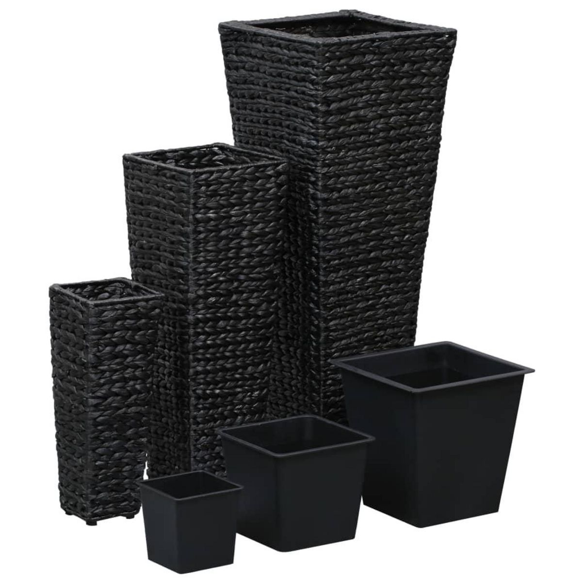 VIDAXL Lits sureleves 3 pcs Jacinthe d'eau Noir