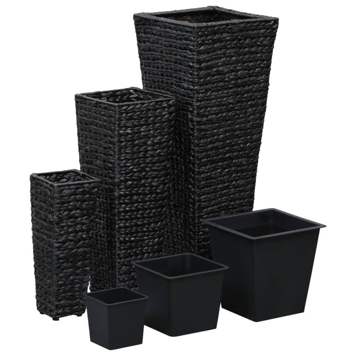 VIDAXL Lits sureleves 3 pcs Jacinthe d'eau Noir