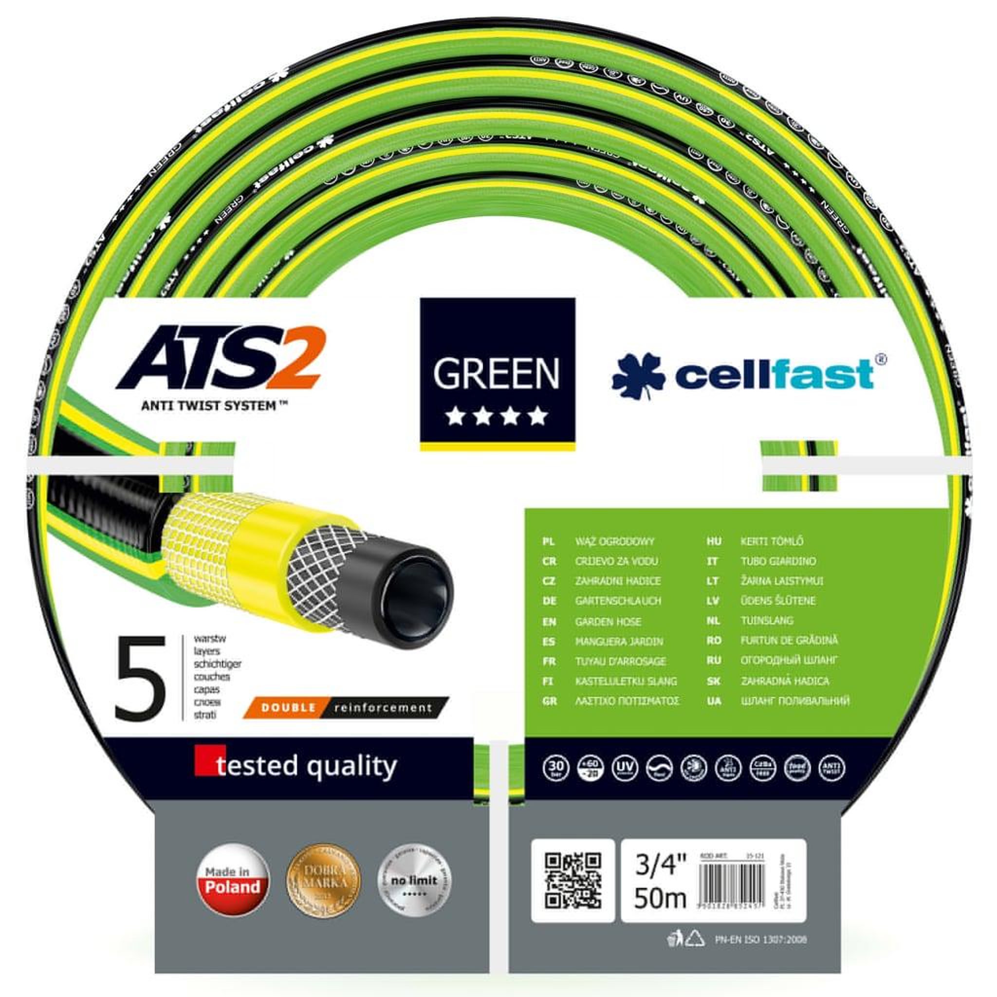 Voir la diapositive 2 : Cellfast Cellfast Tuyau d'arrosage ATS2 3/4  50 m Vert