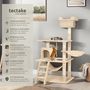 Voir la diapositive 2 : tectake Arbre à chat 141 cm avec griffoir et plateforme d'escalade beige