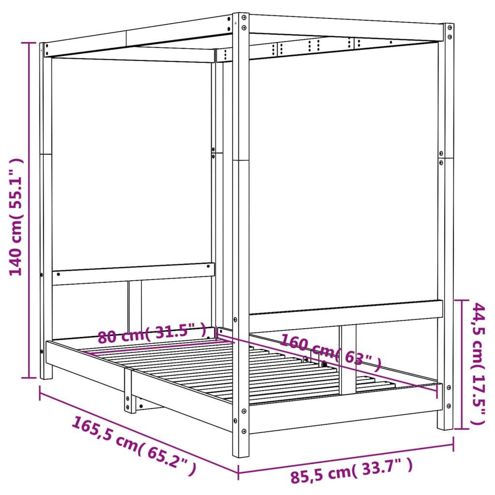 Voir la diapositive 6 : VIDAXL Cadre de lit pour enfant 80x160 cm bois de pin massif