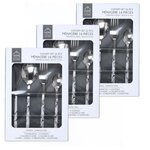 TOILINUX Lot de 3 Ménagères manche effet marbre 48 couverts - Blanc et Noir