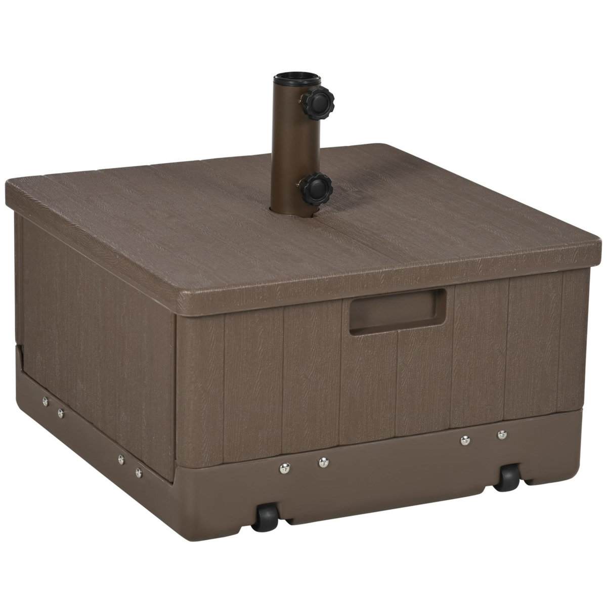 OUTSUNNY Pied de parasol table d'appoint jardinière 3 en 1 marron