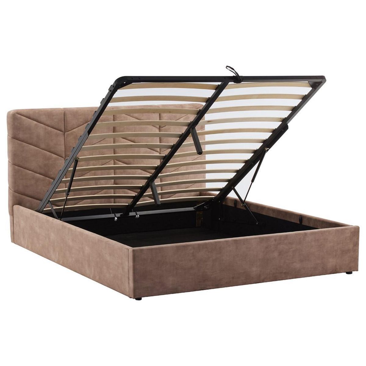 BEST MOBILIER Peonis - lit coffre - 160x200 cm - en velours - sommier inclus