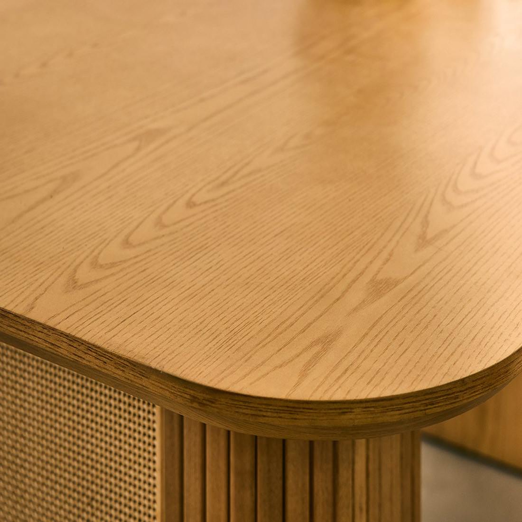 Voir la diapositive 3 : BEST MOBILIER Milazzo - table à manger - bois plaqué chêne et cannage - 180 cm
