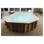 Voir la diapositive 3 : UBBINK Piscine hors sol bois octogonale - 355x550x120cm - Liner Beige - OCEA