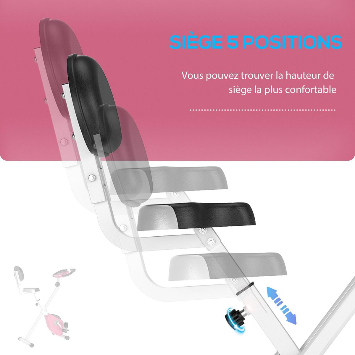 HOMCOM Vélo d'appartement pliable 8 niveaux de résistance magnétique selle réglable dossier écran LCD multifonction capteur fréquence cardiaque