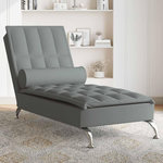 VIDAXL Chaise longue de massage avec traversin gris fonce tissu