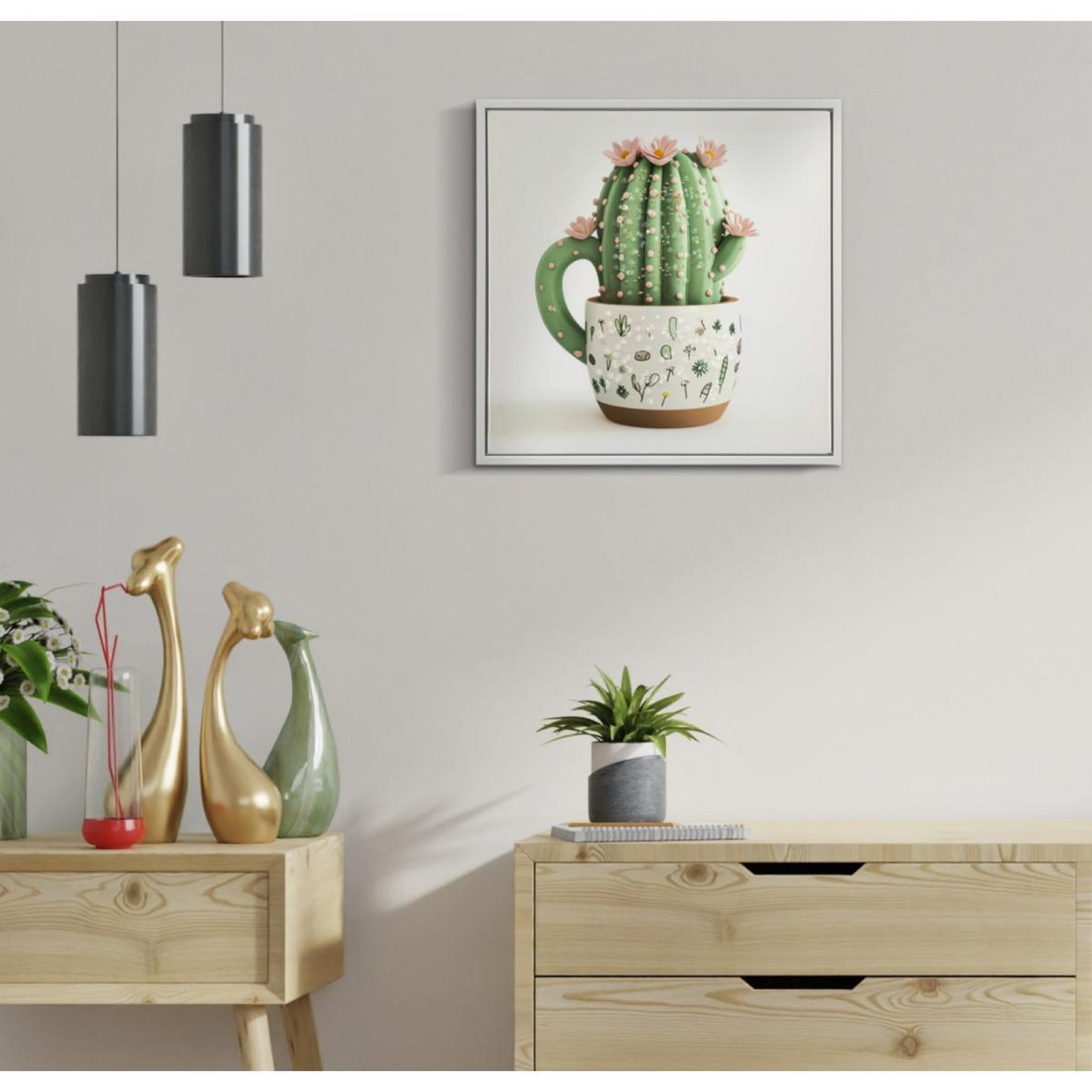 Voir la diapositive 5 : Paris Prix Tableau imprimé  cactus ii  40x40cm multicolore