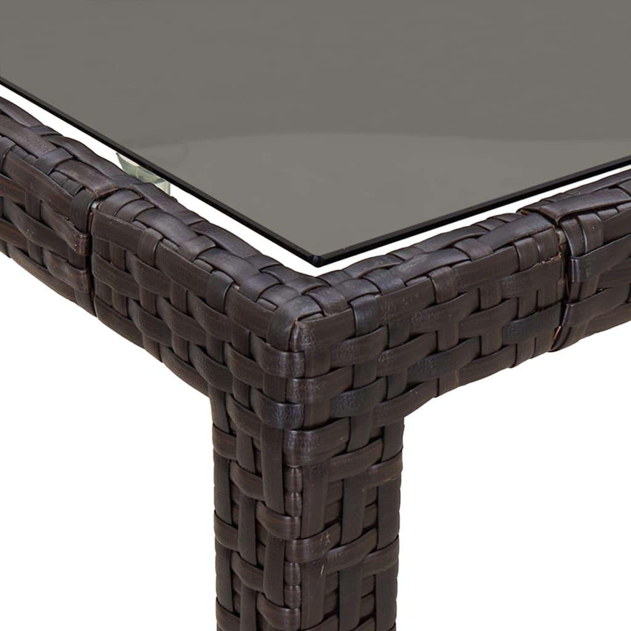 Voir la diapositive 5 : VIDAXL Table de jardin 150x90x75 cm Verre trempe/resine tressee Marron