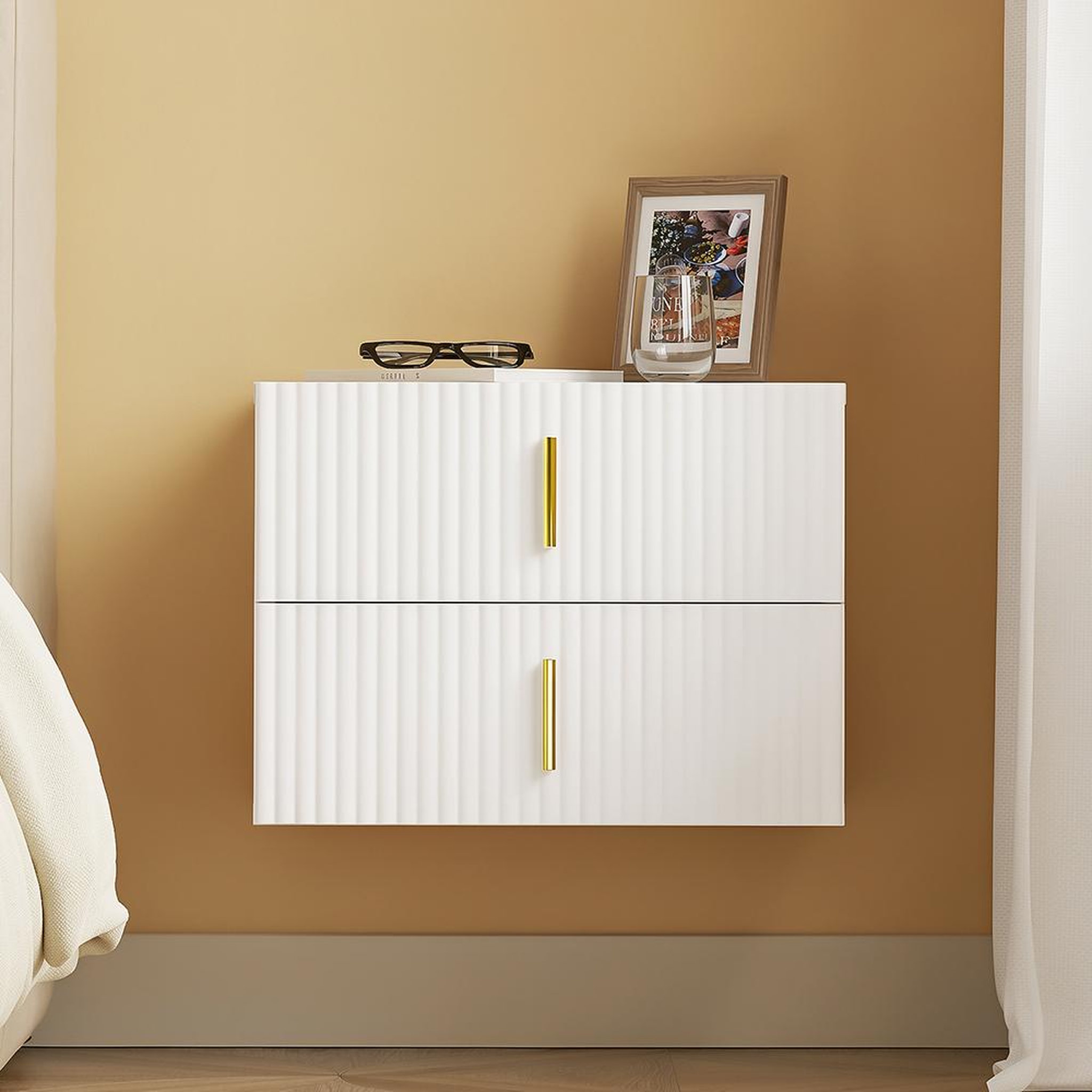 Voir la diapositive 6 : SOBUY Chevet 2 Tiroirs Blanc 40x30x30cm FBT177-E-W