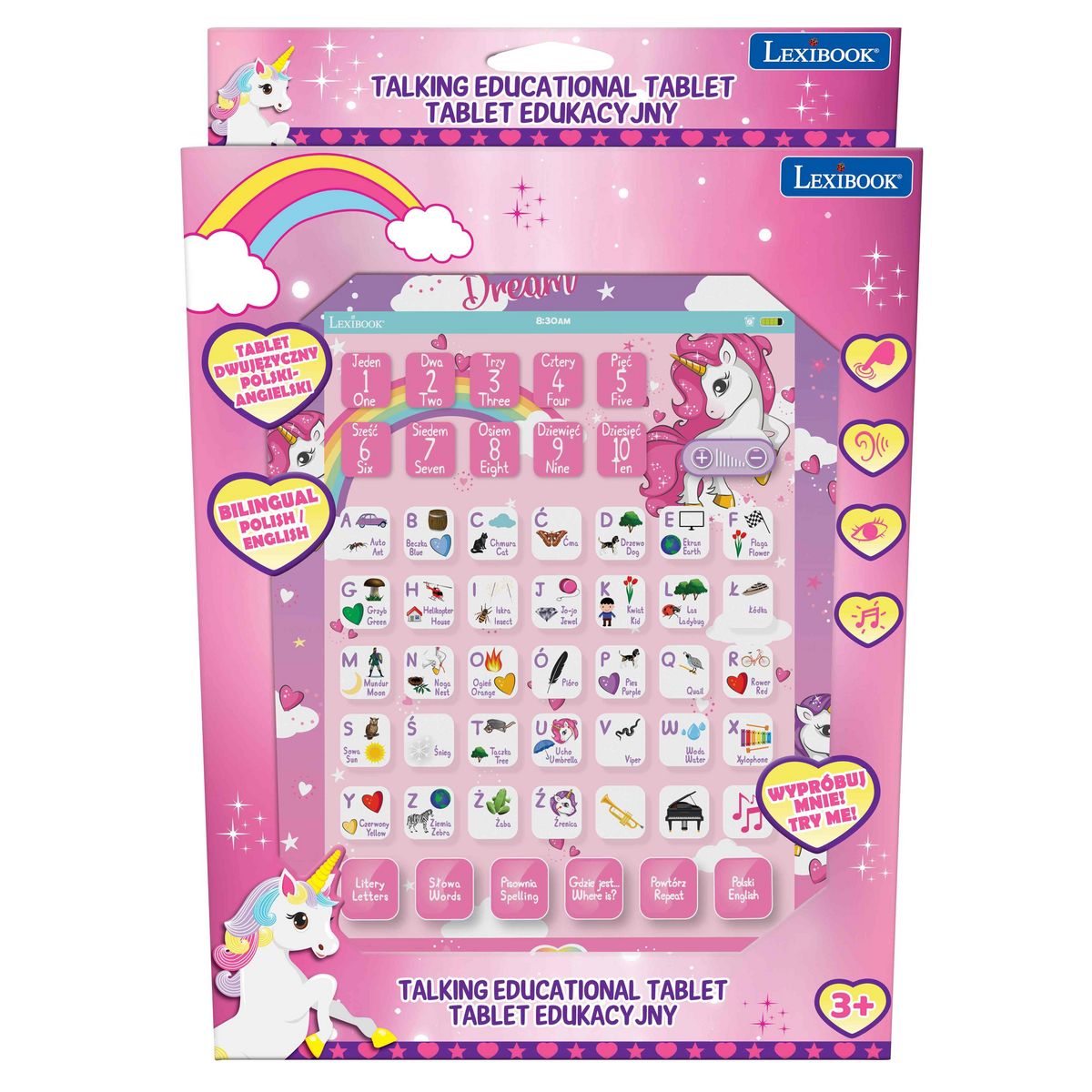 Lexibook Tablette Éducative bilingue Licorne en polonais et en anglais