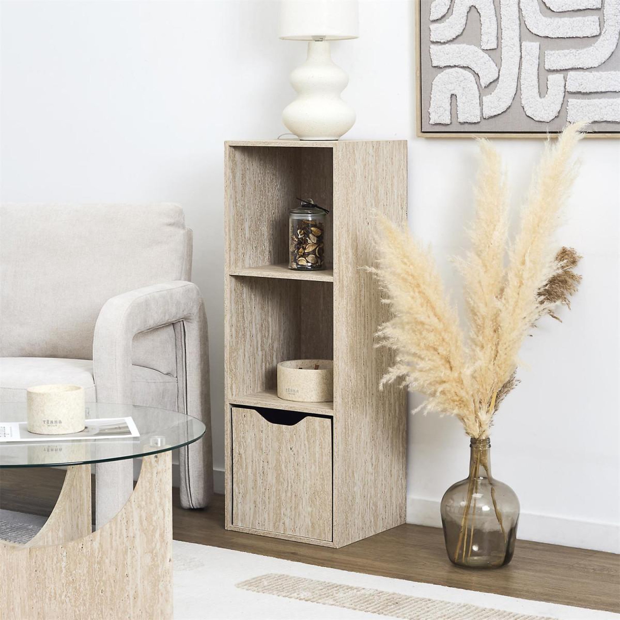 Voir la diapositive 6 : The Home Deco Factory Étagère modulable 3 cases  pietra  34cm beige