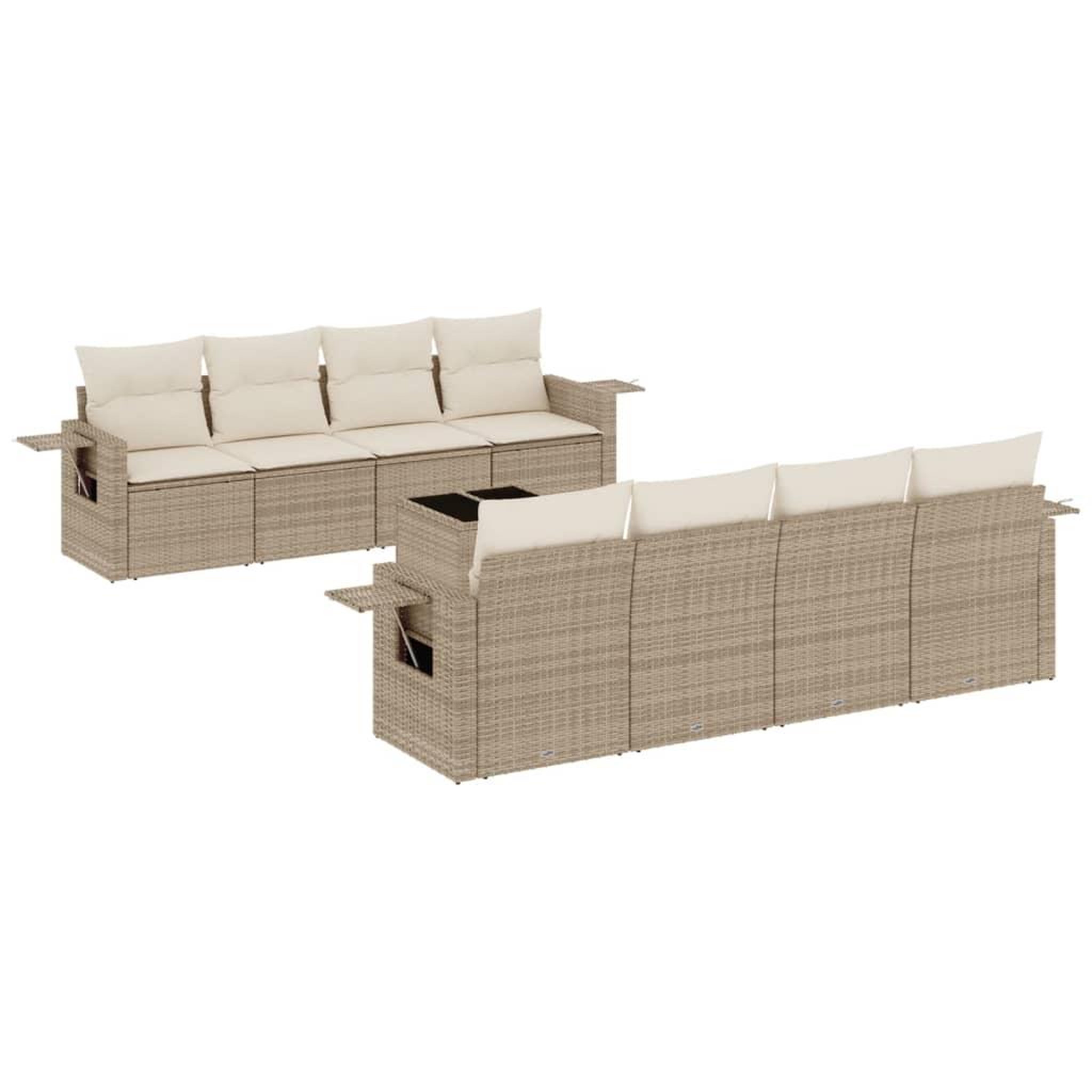 Voir la diapositive 2 : VIDAXL Salon de jardin avec coussins 9 pcs beige resine tressee
