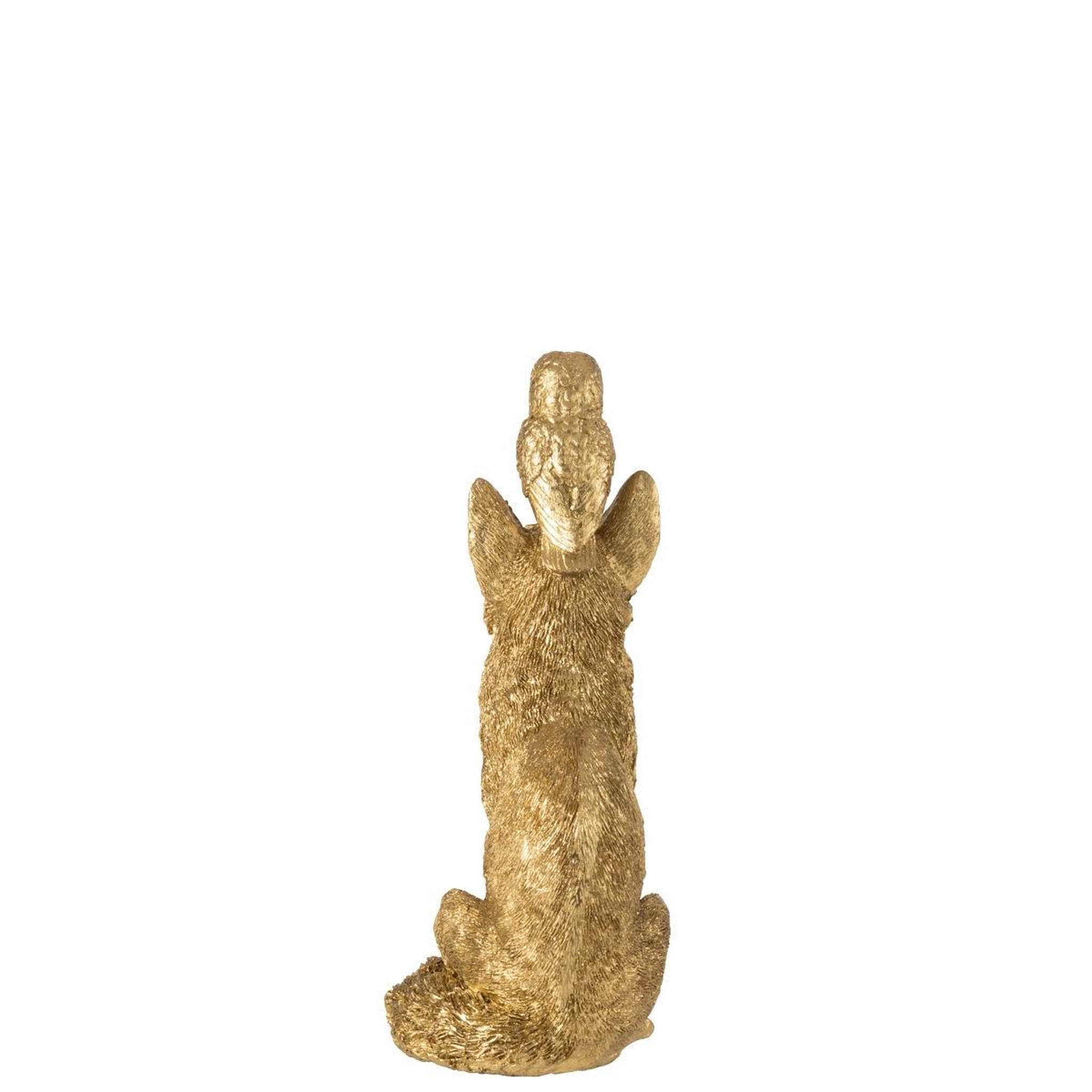 Voir la diapositive 4 : J-LINE Statuette renard en résine  hibou  28cm doré