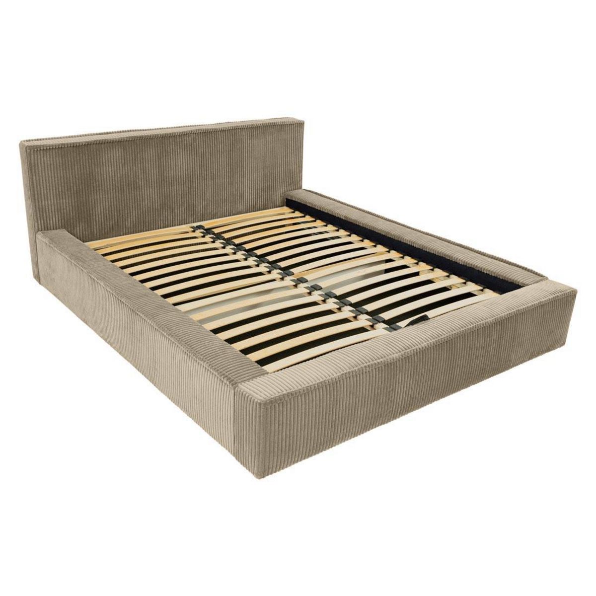 BEST MOBILIER Swan - lit coffre - 140x200 cm - sommier inclus - en velours côtelé grosses côtes