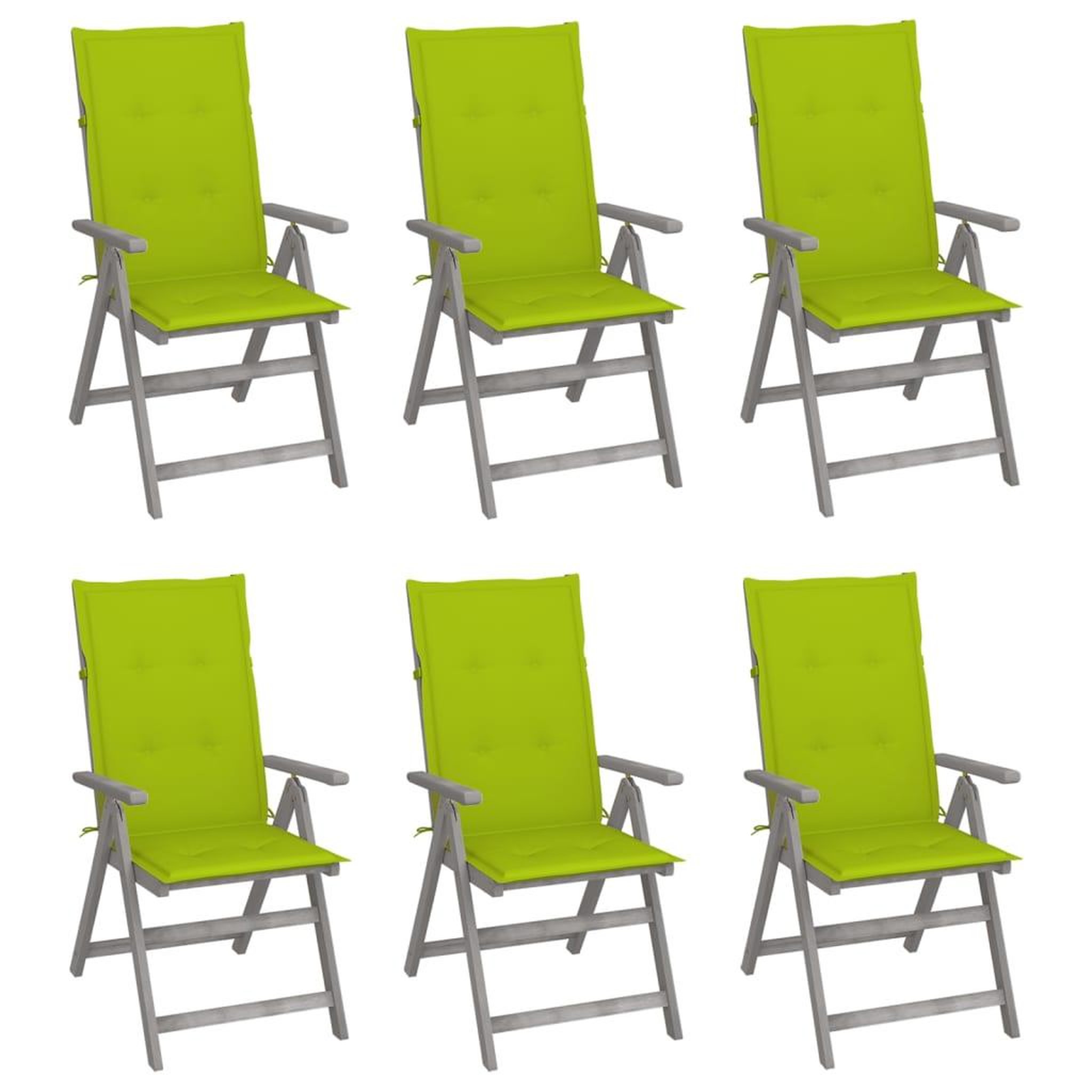 VIDAXL Chaises inclinables de jardin lot de 6 et coussins Bois acacia