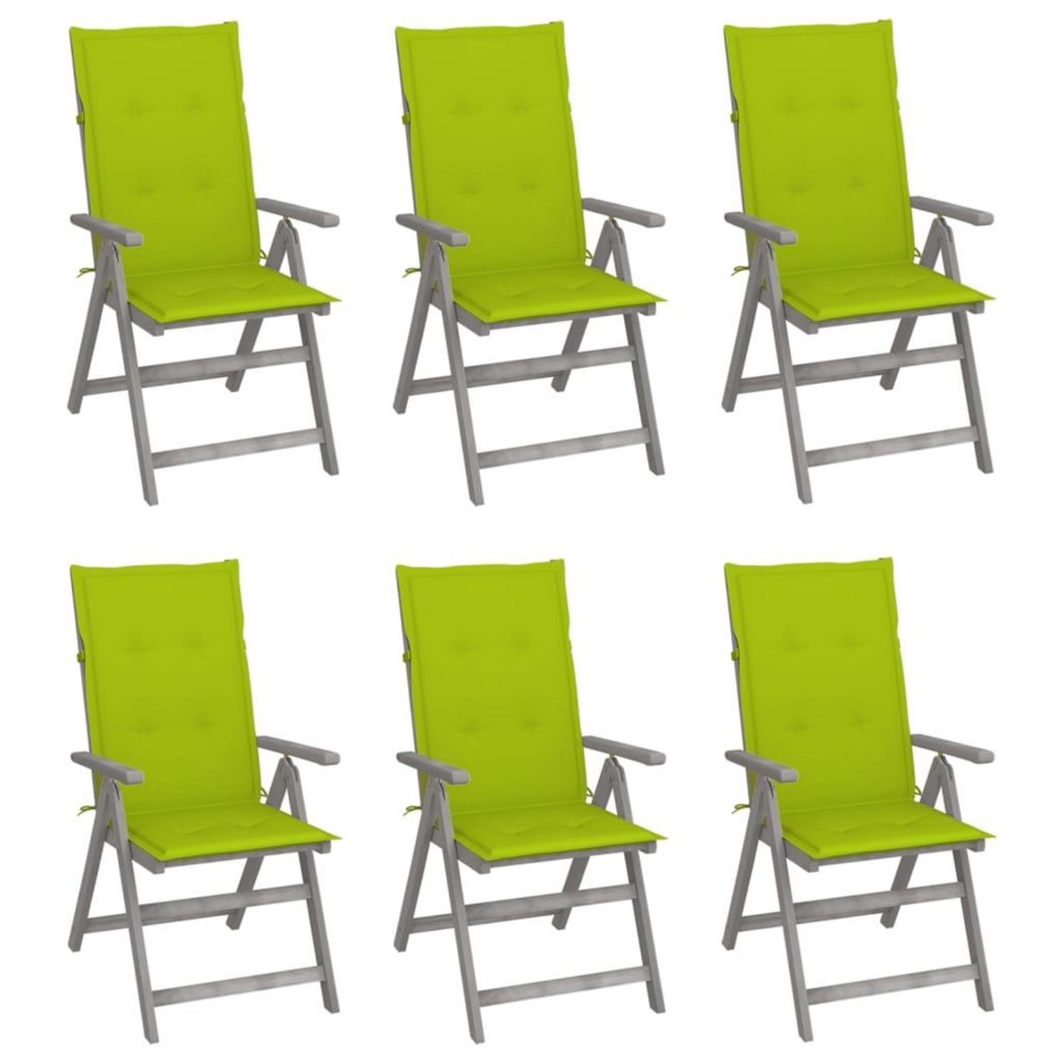 VIDAXL Chaises inclinables de jardin lot de 6 et coussins Bois acacia