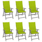 VIDAXL Chaises inclinables de jardin lot de 6 et coussins Bois acacia