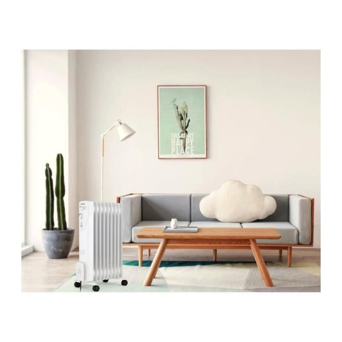 OCEANIC Radiateur bain d'huile électrique - 2000 Watts - OCEANIC - 3 puissances - 9 éléments - Mobile - Blanc