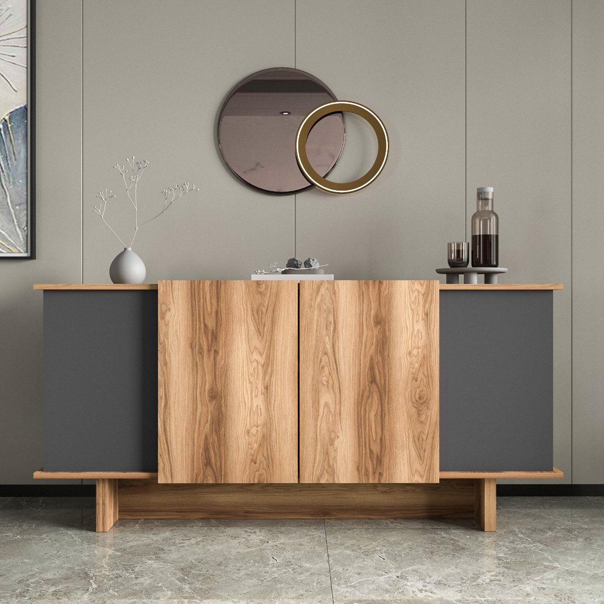 Voir la diapositive 2 : Habitat et Jardin Buffet en bois  diana  - 180 x 40 x 81 cm - gris anthracite