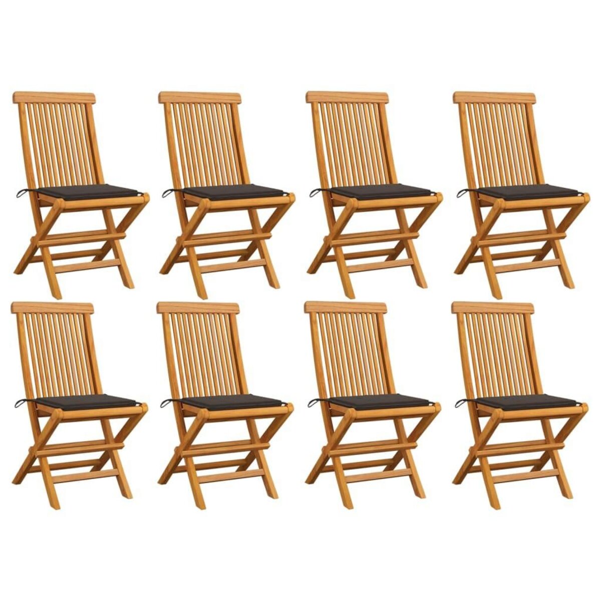 VIDAXL Chaises de jardin avec coussins taupe 8 pcs Bois de teck massif