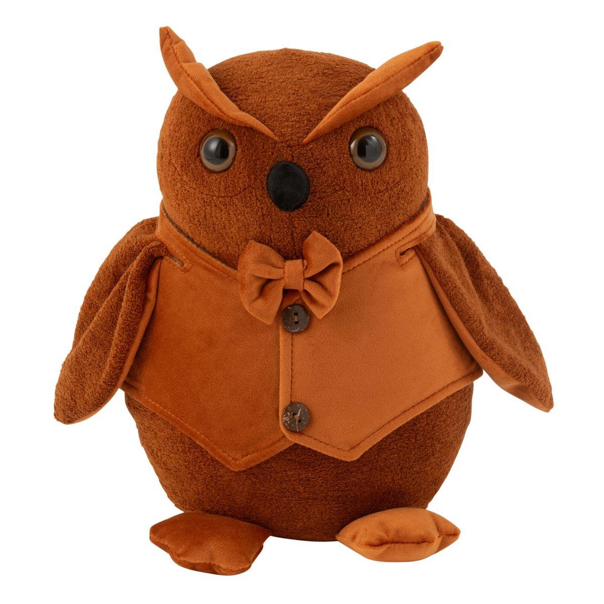 J-LINE Cale-porte en velours bouclé  chouette  28cm cognac