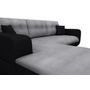 Voir la diapositive 5 : Canapé d'angle gauche convertible CLELIA, 4 places, tissu microfibre gris PU blanc ou noir