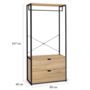Voir la diapositive 3 : ID MARKET Dressing penderie 2 tiroirs L. 80 cm DETROIT design industriel