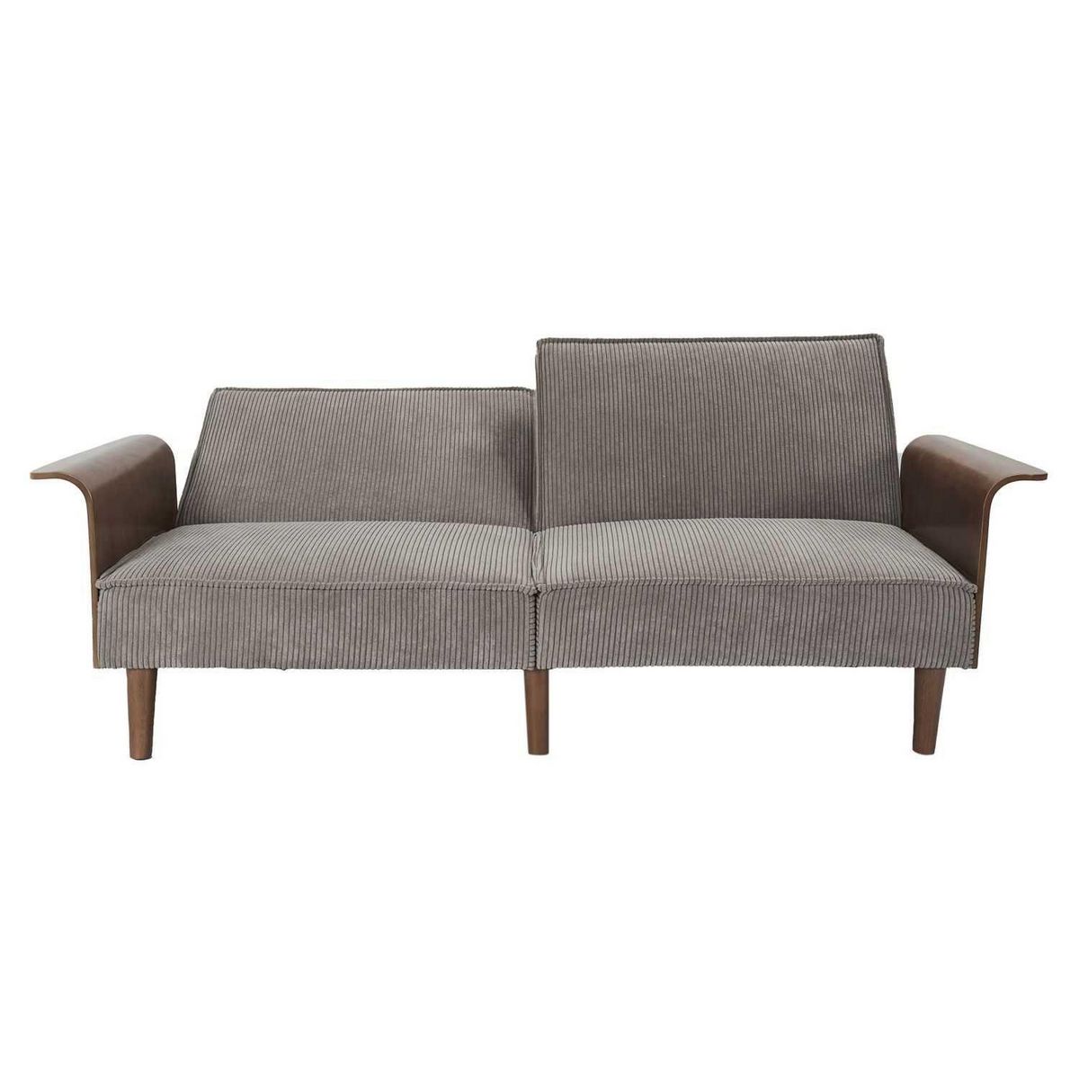 The Home Deco Factory Canapé convertible effet velours côtelé Bergen - 3 Places - Taupe