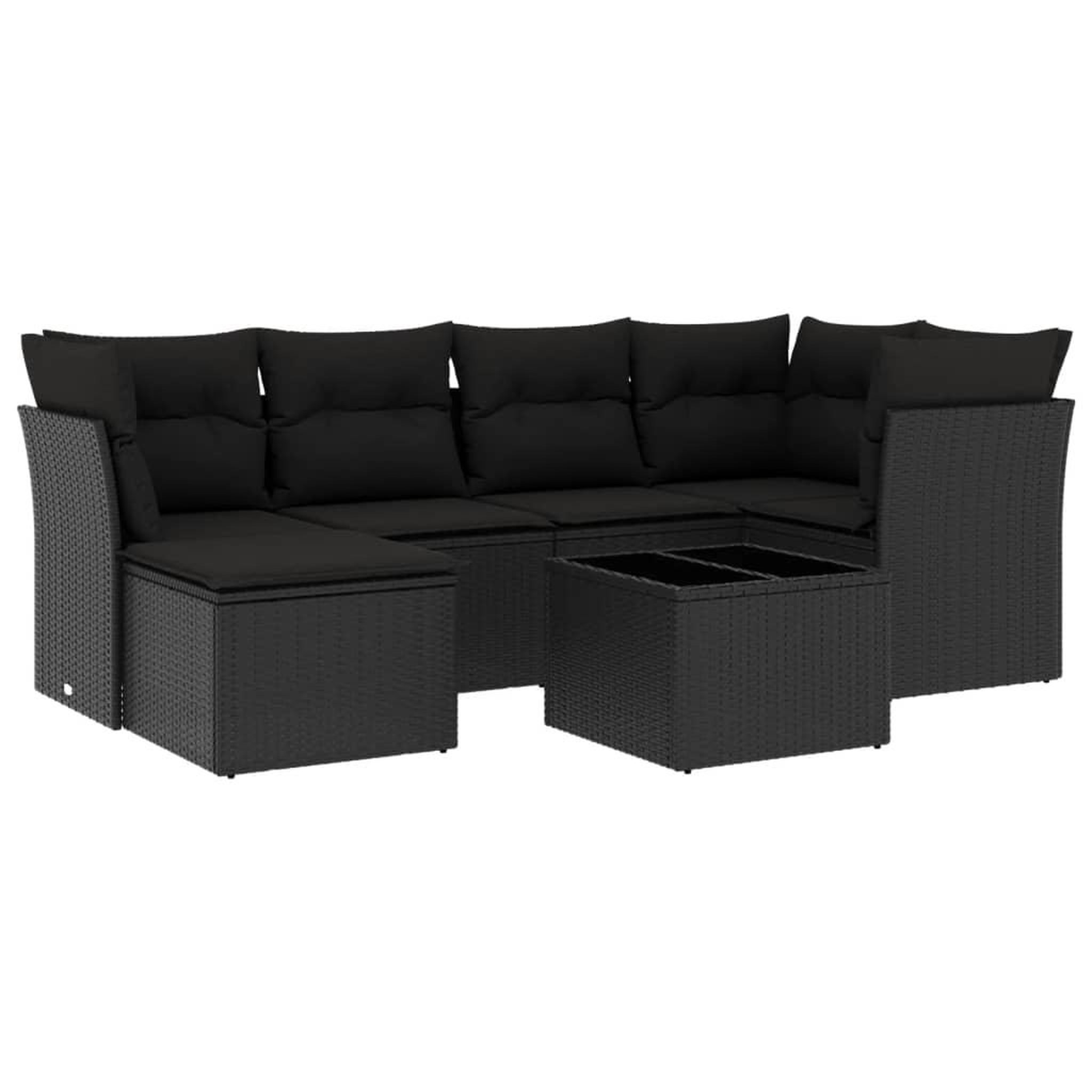 Voir la diapositive 2 : VIDAXL Salon de jardin 7 pcs avec coussins noir resine tressee