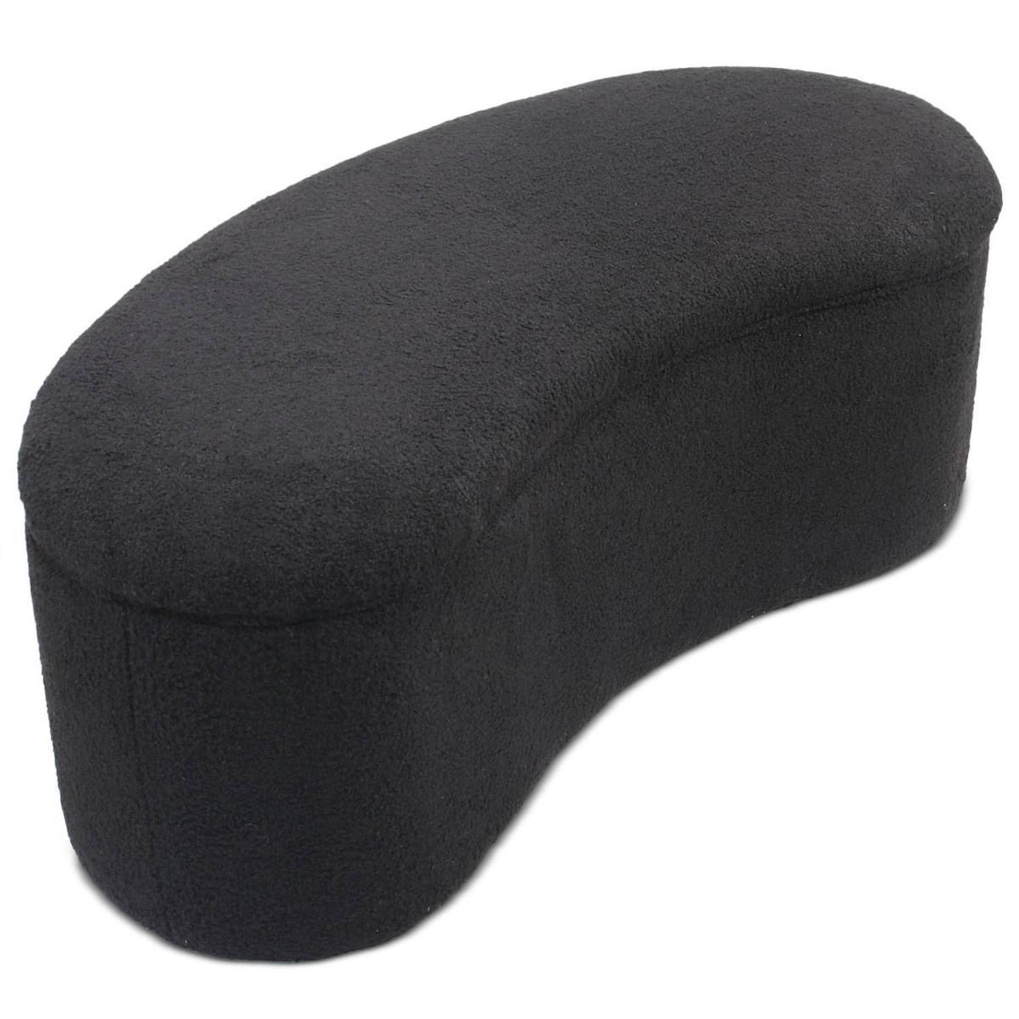 Voir la diapositive 1 : Paris Prix Banquette & Coffre Bouclette  Courbe  120cm Noir