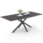 ID MARKET Table à manger extensible rectangle JASPE 6-10 personnes plateau effet béton pied araignée gris anthracite 160-200cm