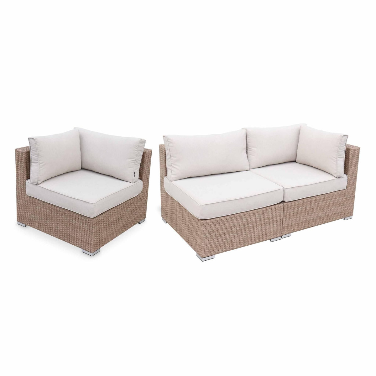 SWEEEK Salon de jardin en résine tressée - Venezia - , Coussins  - 8 à 10 places