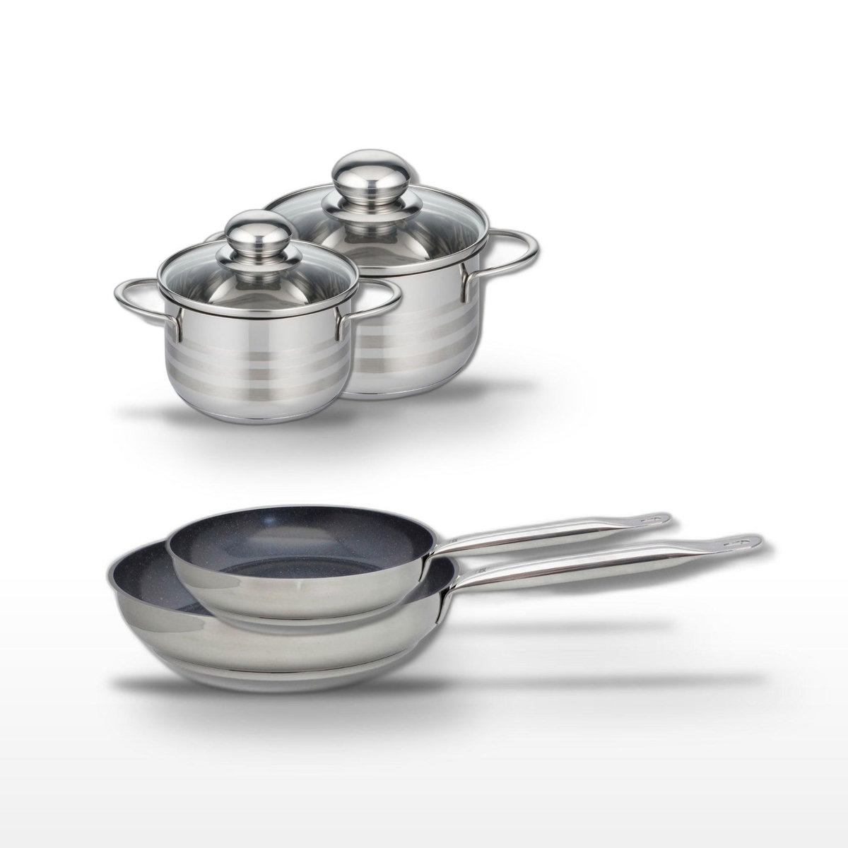 ELO Lot de 2 Poêles 24/28 cm & 2 Faitouts 12/14 cm Elo Profi Therm Platinum