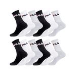FILA Lot de 12 Paires de Chaussettes Tennis Assorties. Coloris disponibles : Noir
