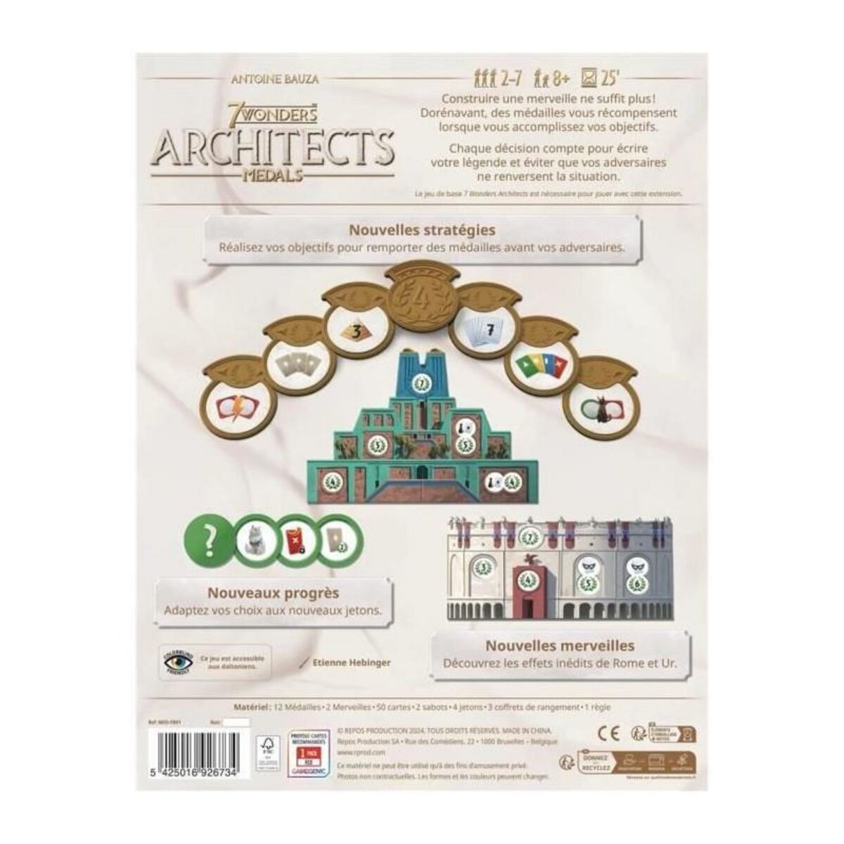 Asmodee 7 WONDERS ARCHITECTS – MEDALS (EXT), Papeterie Papeterie