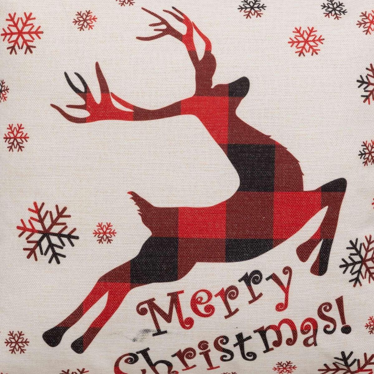 ATMOSPHERA Coussin de Noël Renne - 40 x 40 cm - Beige et Rouge