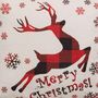 Voir la diapositive 2 : ATMOSPHERA Coussin de Noël Renne - 40 x 40 cm - Beige et Rouge