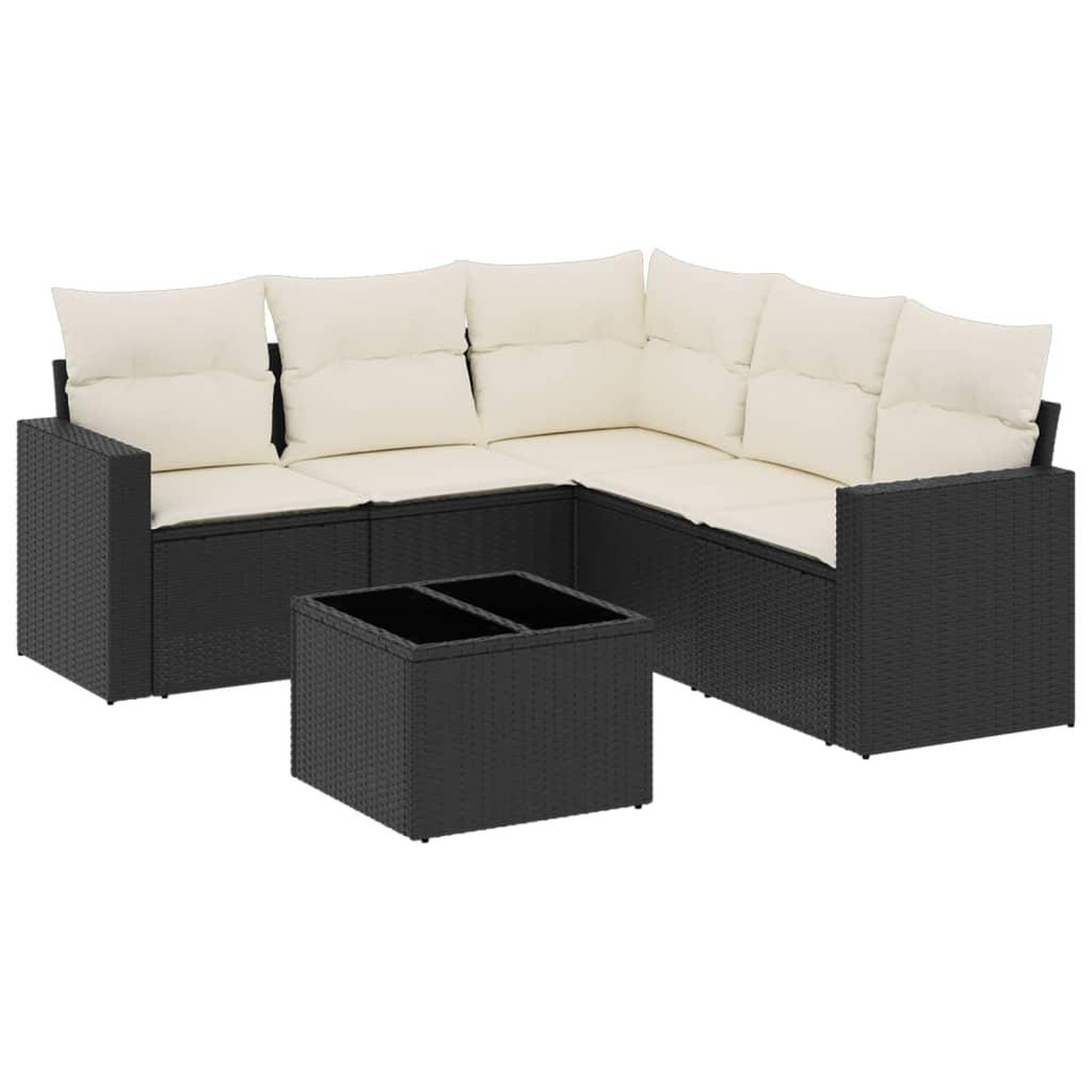 Voir la diapositive 2 : VIDAXL Salon de jardin 6 pcs avec coussins noir resine tressee