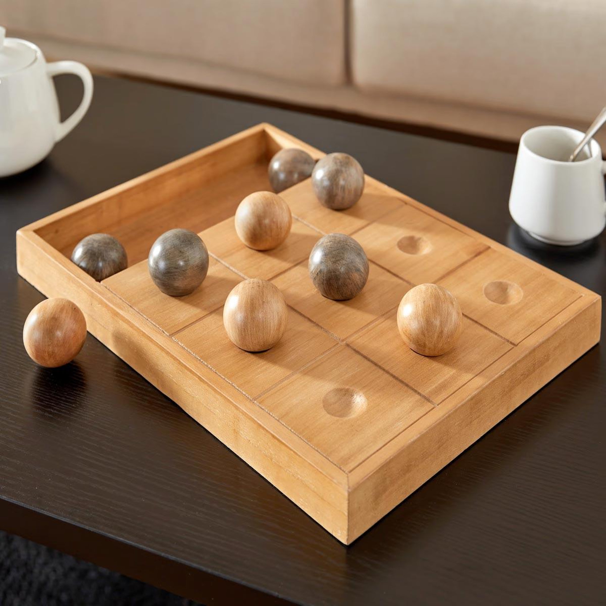 Voir la diapositive 6 : ATMOSPHERA Jeu de morpion déco en bois  jehan  40cm naturel