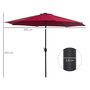 Voir la diapositive 3 : OUTSUNNY Parasol en métal rond polyester 180g/m² manivelle inclinable Ø 3 x 2,45 m bordeaux