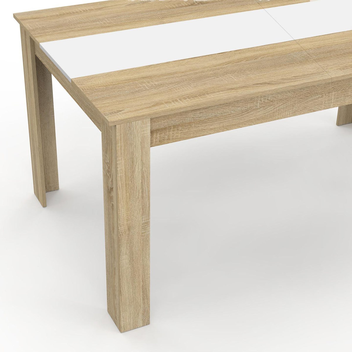 ID MARKET Table à manger rectangle GEORGIA 6 personnes imitation hêtre et blanche 140 x 80 cm