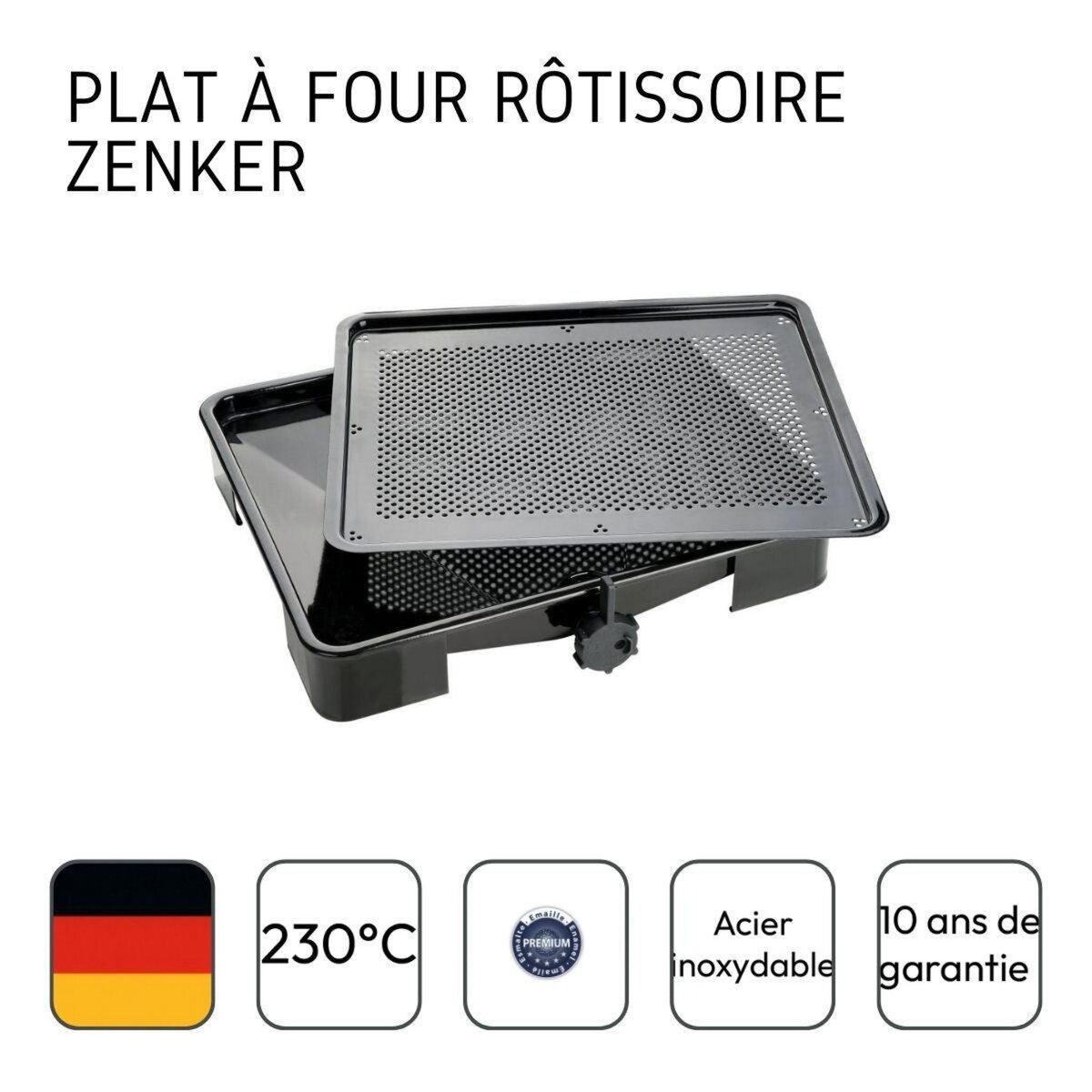 ZENKER Ensemble de 2 Plats de cuisson four pour rôti avec bac de récupération du jus de 3 litres 39 x 33 cm Zenker Special Cooking