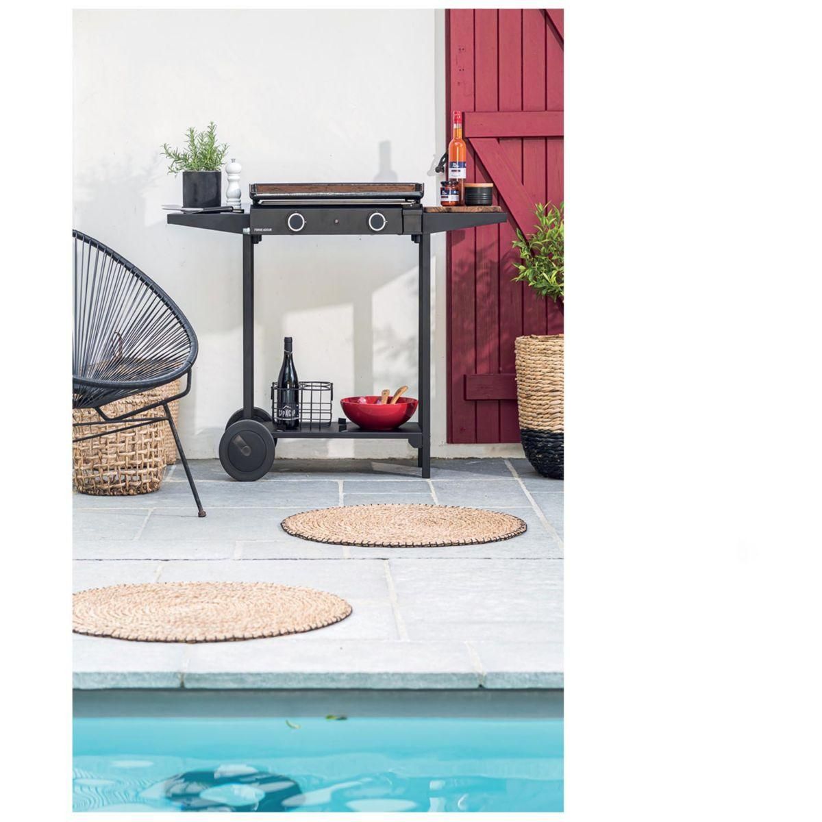 FORGE ADOUR Plancha gaz Base 60 Acier 2 brûleurs à poser, 57.5x37.9 cm