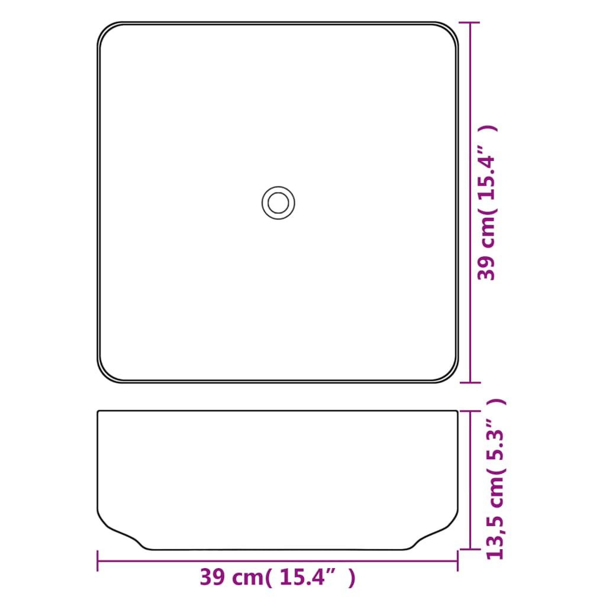 Voir la diapositive 4 : VIDAXL Lavabo carre Ceramique Blanc 39x39x13,5 cm