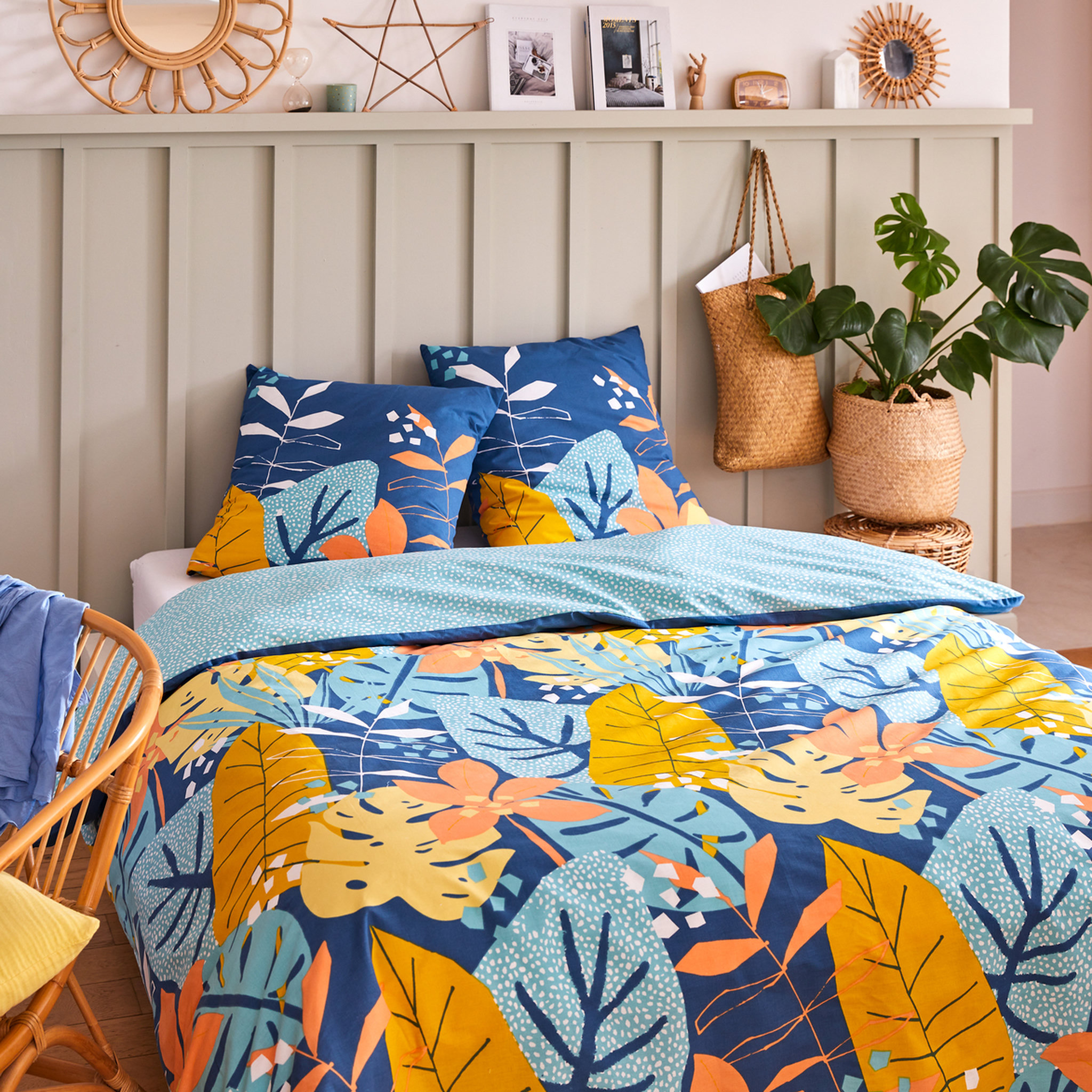 Voir la diapositive 1 : Parure housse de couette fantaisie en coton PARADISE