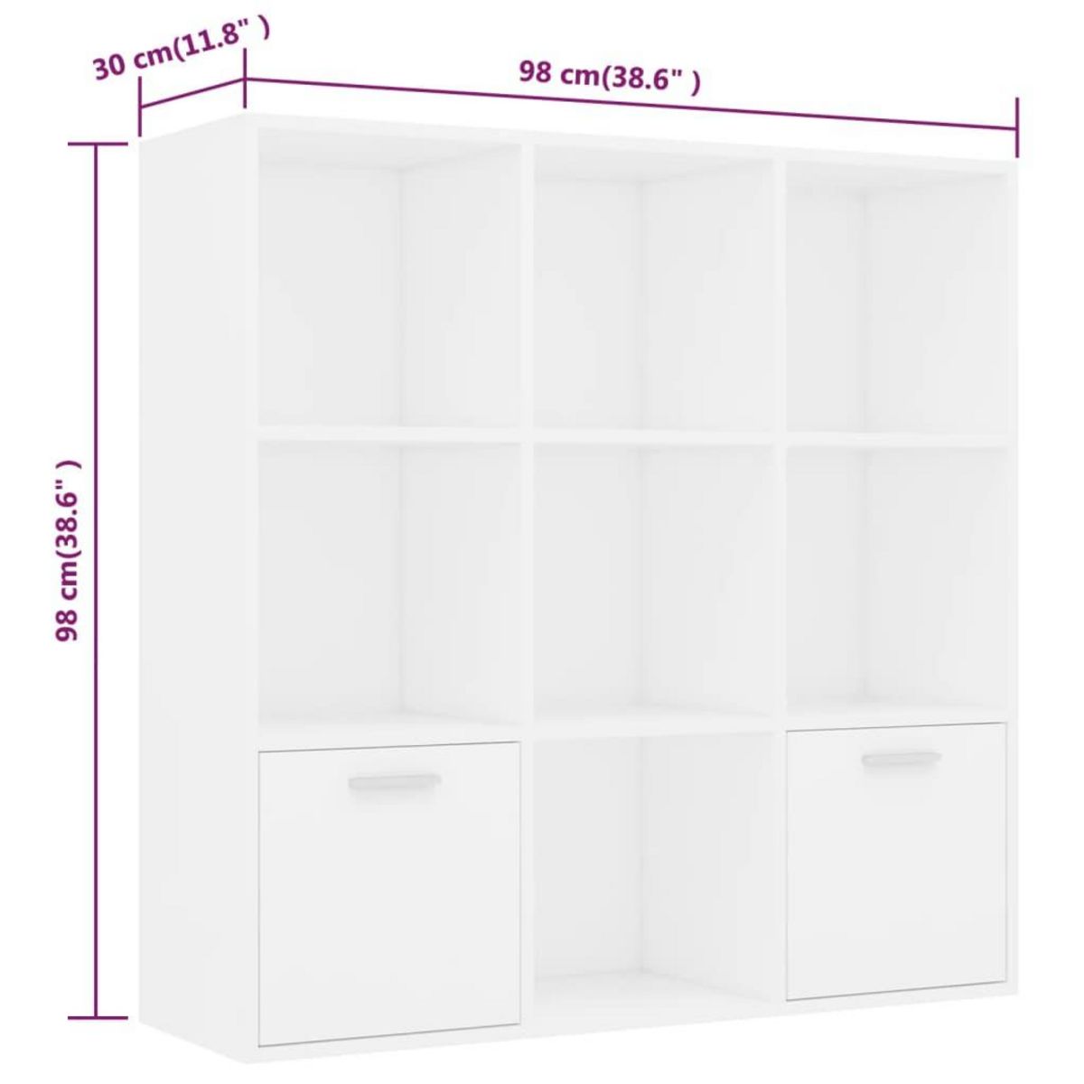 VIDAXL Bibliotheque Blanc 98x30x98 cm Bois d'ingenierie