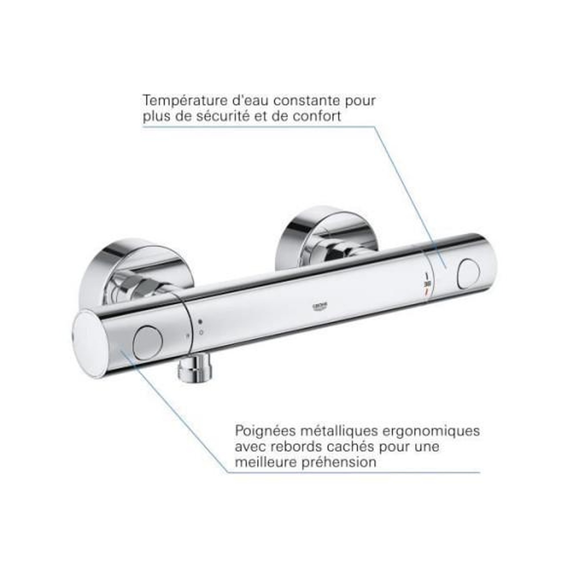 Voir la diapositive 6 : Grohe Grohe mitigeur thermostatique douche precision get, montage mural, indicateur de température, filtres intégré, 34773000